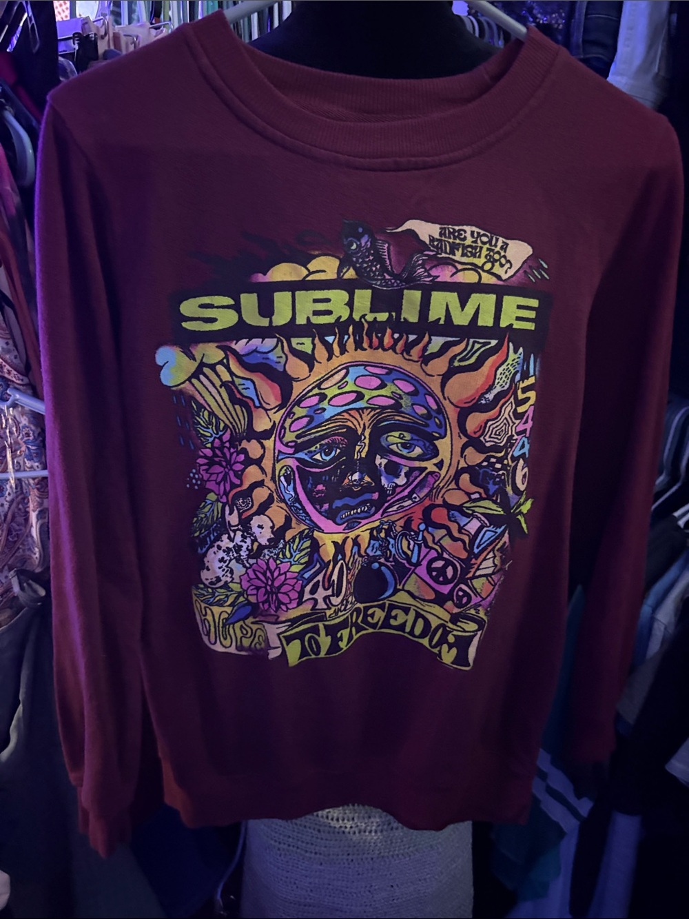 Sublime Graphic Sweatshirt in Maroon — Printed Band Pullover